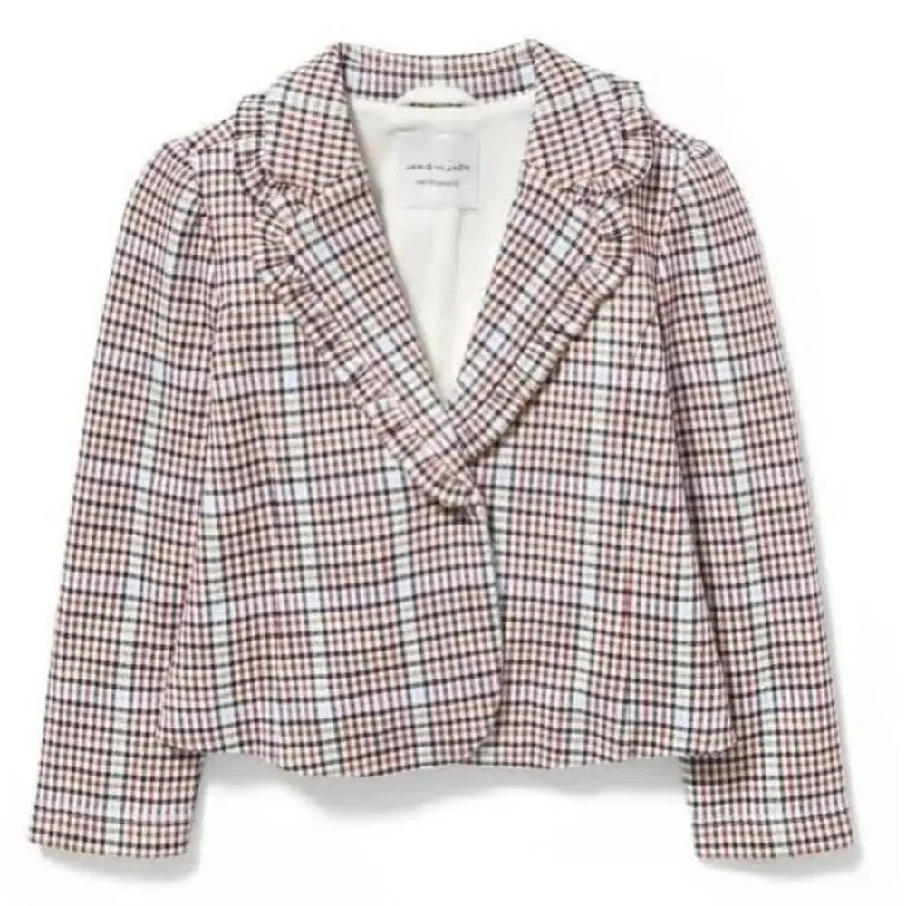 Janie & Jack Toddler Baby Girl Multi Plaid Check Equestrian Blazer Jacket 18-24m